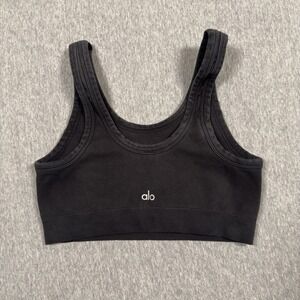 Alo Yoga Wellness Sports Bra Black Womens Small Stretch Ribbed